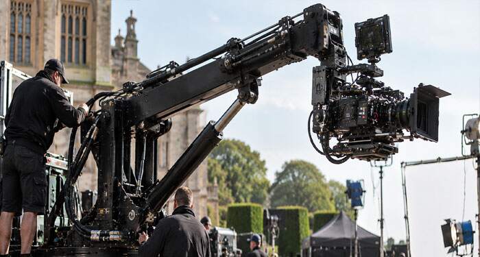 Hydraulic camera crane equipment used in film and television production