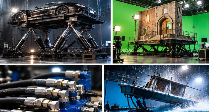 Hydraulic engineering equipment supporting an on-location film production