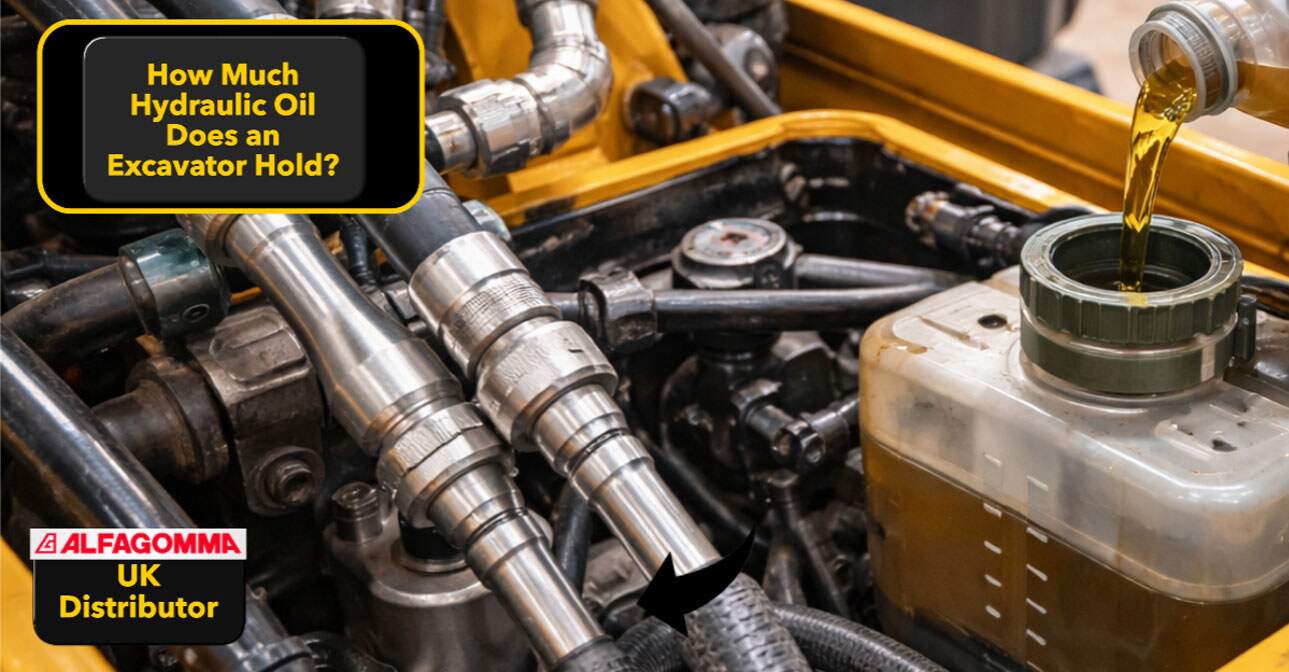 How much hydraulic oil does an excavator need?